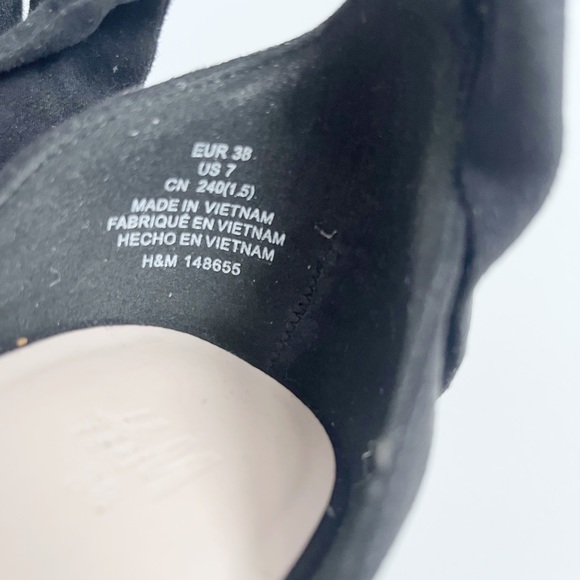 H&M Ankle-Tie Black Suede Heel Sandals - Picture 4 of 5